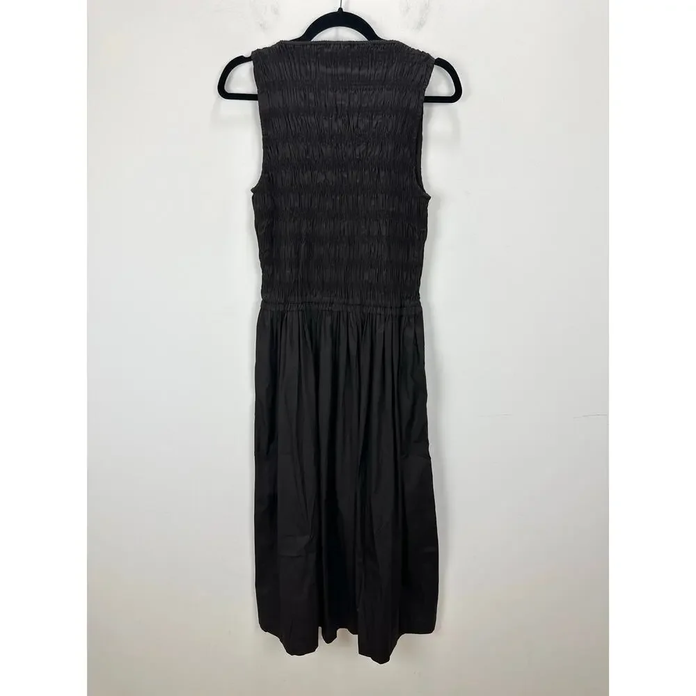 Madewell The Melody Smocked Midi Dress Cotton Molasses Brown A Line Small NWT - Picture 13 of 14